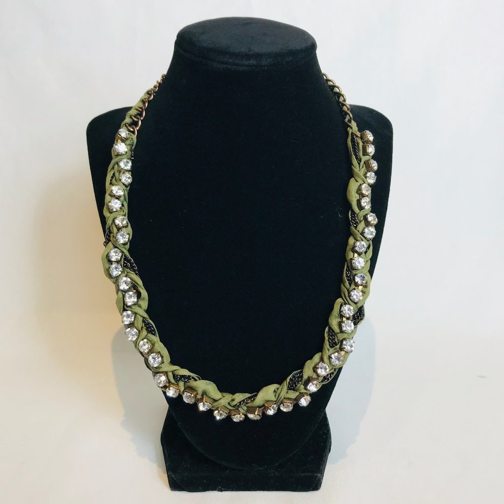 J.Crew Twisted Ribbon, Chain & Crystal Necklace #82